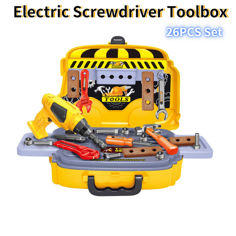 Free Shipping Interesting Manual & Electric Screw Driver Box Set For Kids Role Play Toys
