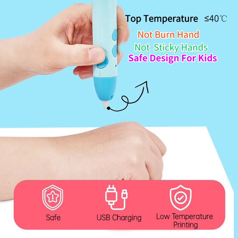 2022 3D Printing Pen With Display Wireless Charging Low Temperature Printing Pen Easy to Use Educational STEM Toy for Boys & Girls Age 6+ Wholesale