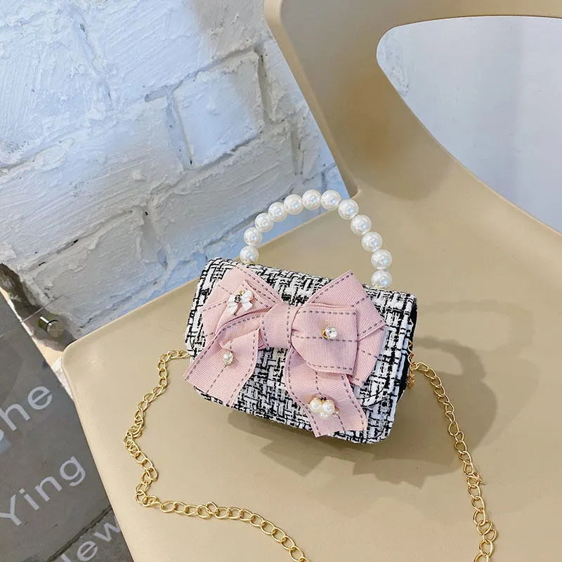 Free Shipping Factory Supply Big Bow Tie Mini Handbags for Little Girls