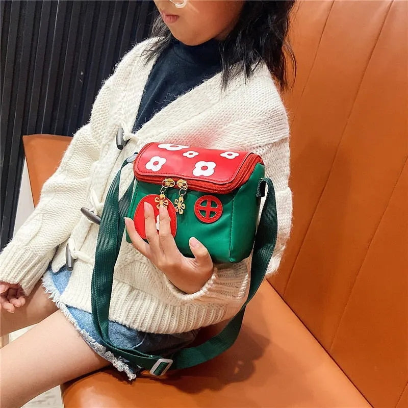 Free Shipping Korean Hot Cartoon House Crossbody Bag for Little Girls