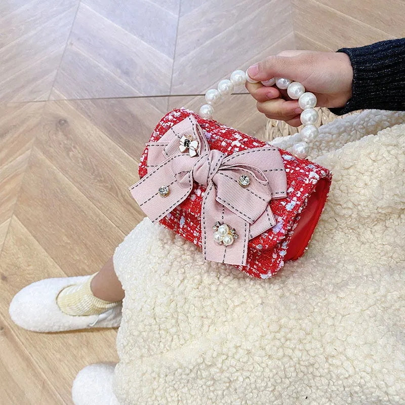 Free Shipping Factory Supply Big Bow Tie Mini Handbags for Little Girls