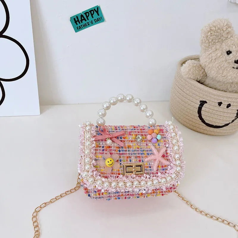 Free Shipping High Quality Starfish Fabric Kids Handbag for Young Girls