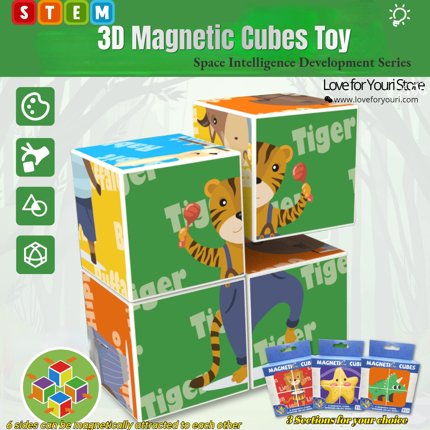 Magical Magnetic Cubes Puzzle for Kids 3D Building Blocks Game Brain Teasers for Kids 3 4 5 6 T Toy Gift STEM Activities Early Education Wholesale Distributor