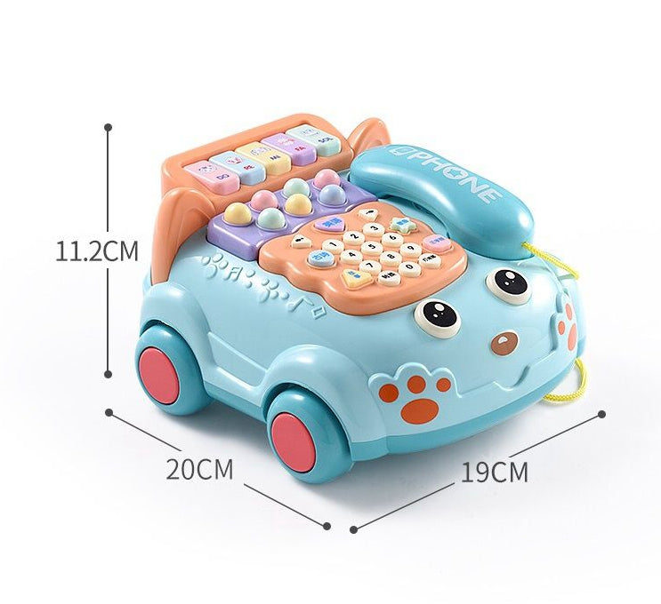 Infant Pull Toy Teaching Telephone, Pretend Play Telephone for Kids Cartoon Baby Piano Music with Light Wholesale Distributor