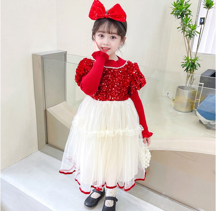 Toddler Kids Girls Clothes Ruffle Red Tulle Puffy Skirt For Children Girl Birthday Party Dresses Wholesale