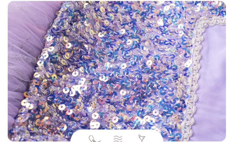 Purple Sophia Princess Dress Long Sleeve Lace Dress for Toddler Girls Dress with Sequins Party Ball Gown Wholesale