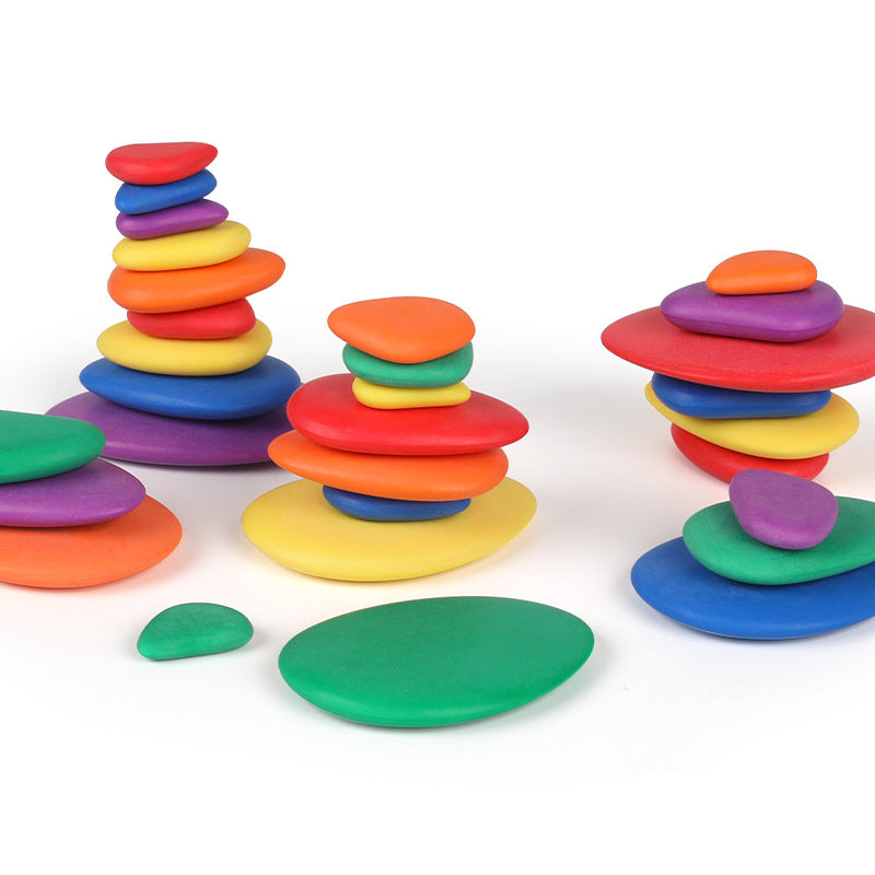 Montessori Toys 2 year Olds Kids Sorting Stacking Balancing Stone Rocks Number Sense Training Toys