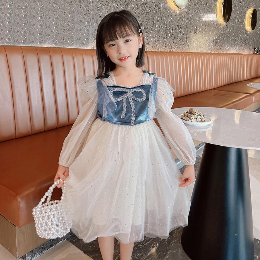 Girls A-Line Long Sleeve Red Lace Kids Dress Toddler Kids Onepiece Dresses Mesh Elegant Dresses for Party Wholesale