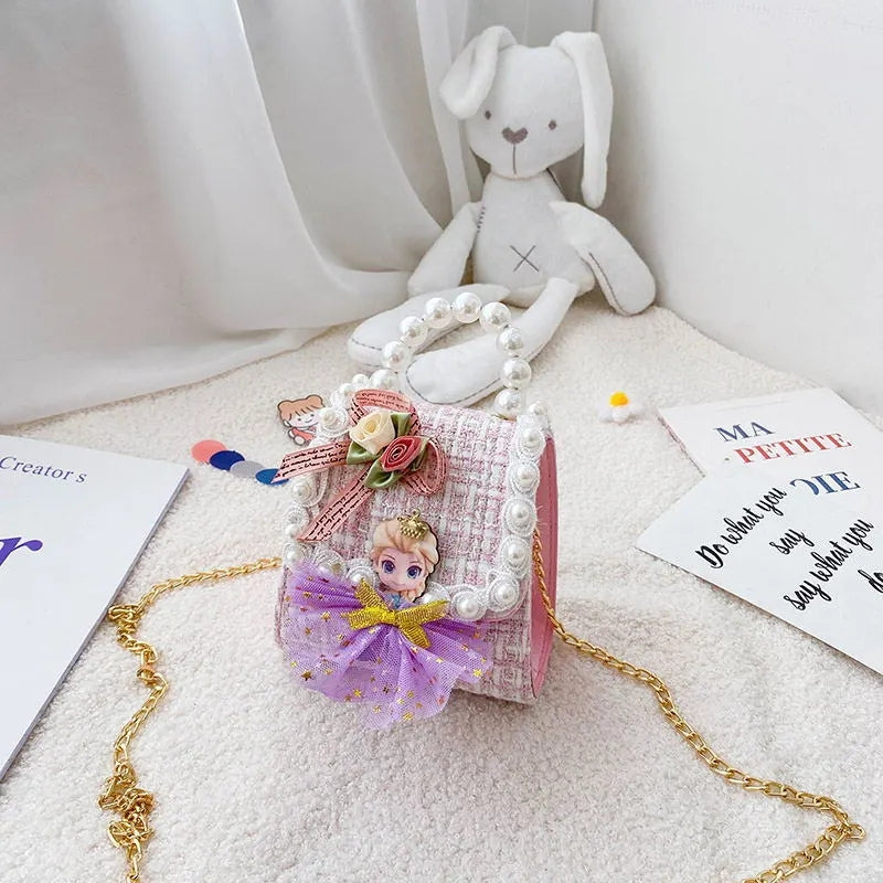 Free Shipping Baby Girls HandBags Metal Chain Princess Small Crossbody Bag