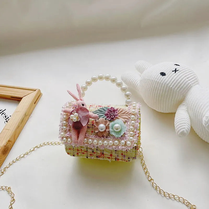 Free Shipping 2022 Fashion Kids Pearl Handbag Bunny Purse for Little Girls