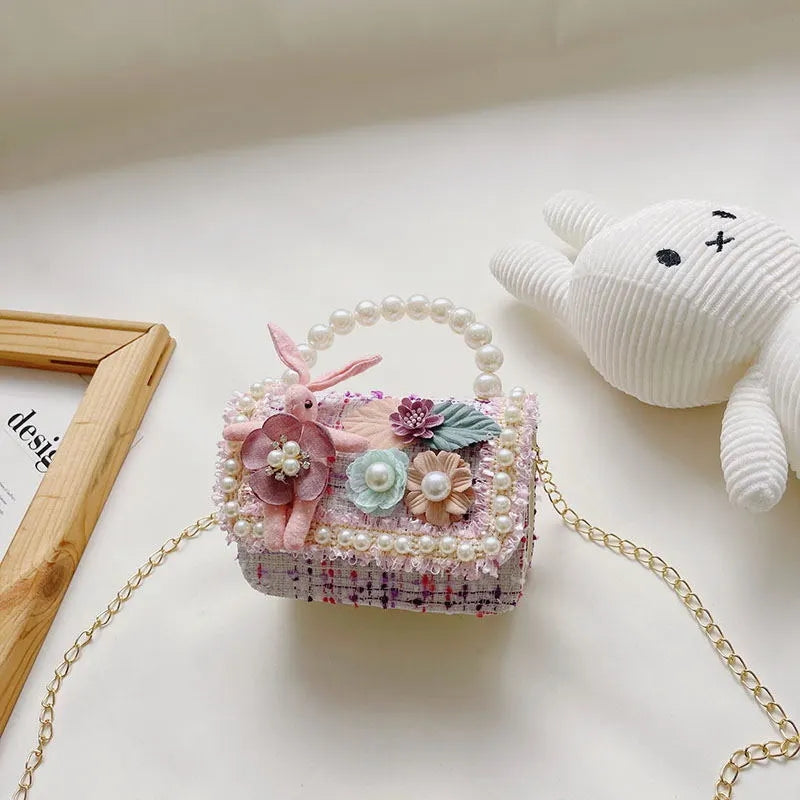 Free Shipping 2022 Fashion Kids Pearl Handbag Bunny Purse for Little Girls